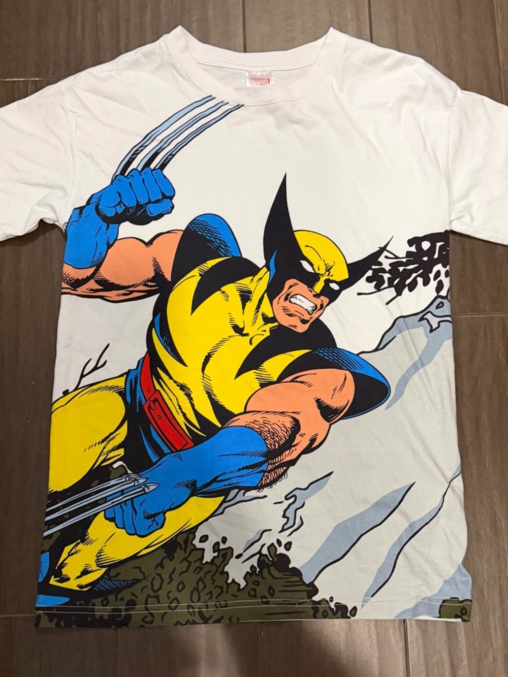 Marvel Wolverine Tee - White with Yellow & Blue Graphic